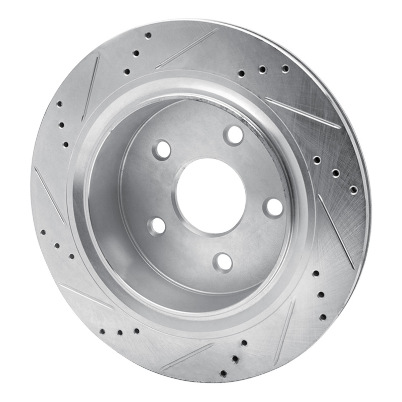 Chrysler Aspen Brake Rotor (1) - Rear Right - R1 Concepts - Drilled & Slotted - Silver - `02-`24